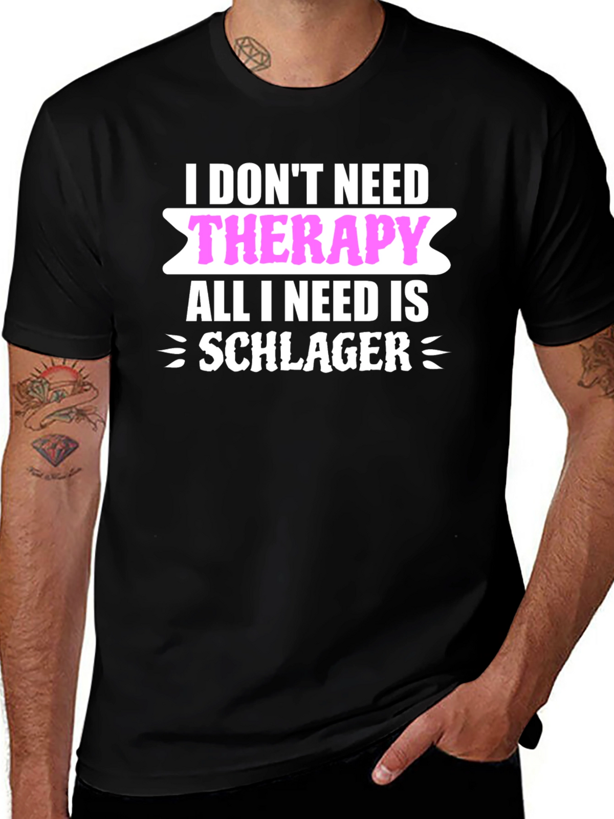Funny Schlager Music T-Shirt: No Therapy Needed!