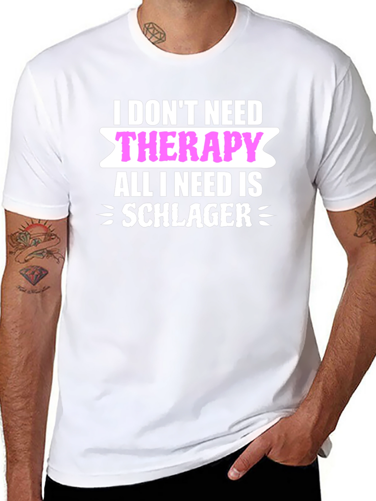 Funny Schlager Music T-Shirt: No Therapy Needed!