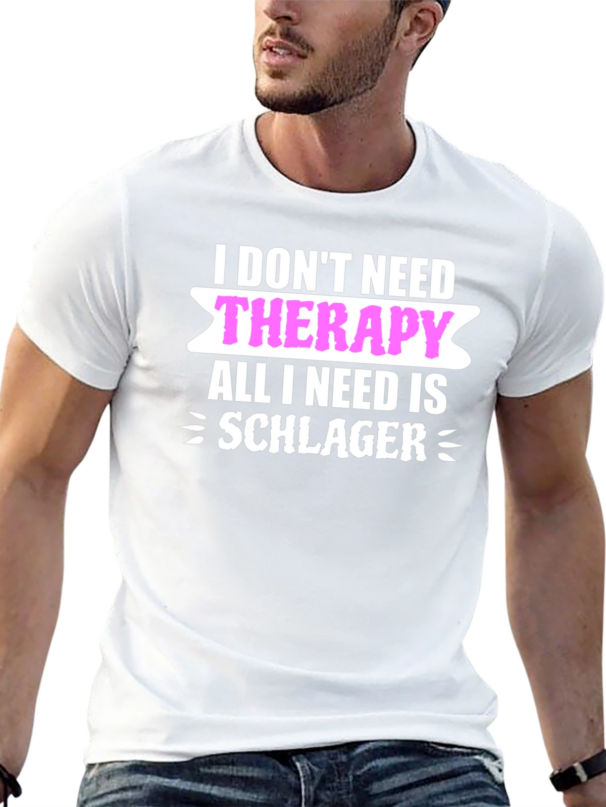 Funny Schlager Music T-Shirt: No Therapy Needed!