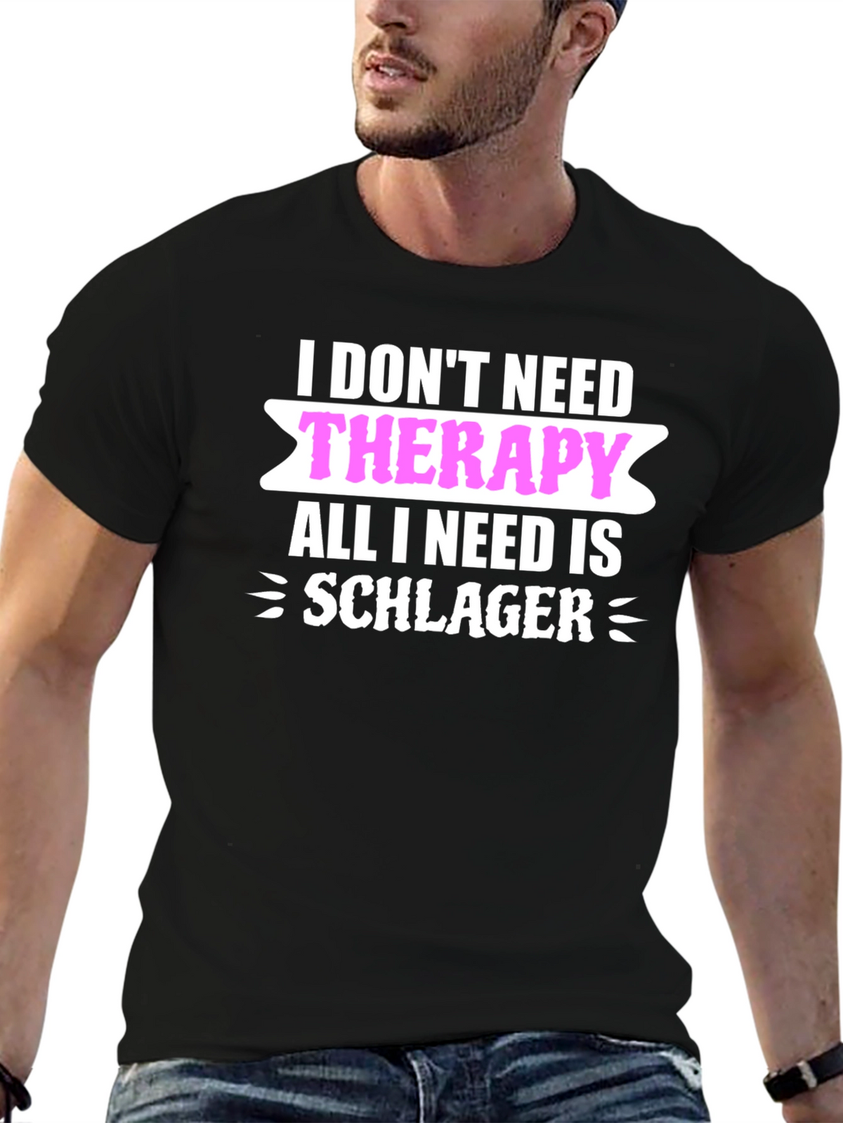 Funny Schlager Music T-Shirt: No Therapy Needed!