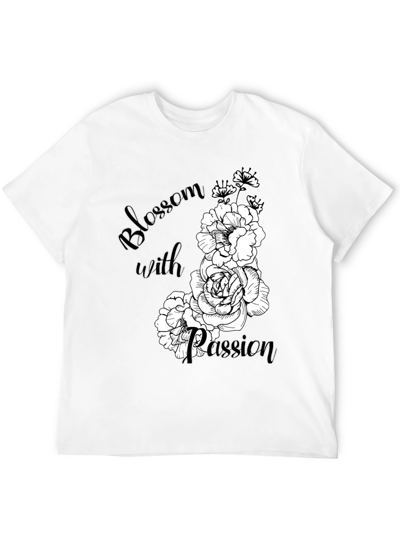 Blossom With Passion Black Graphic Tee