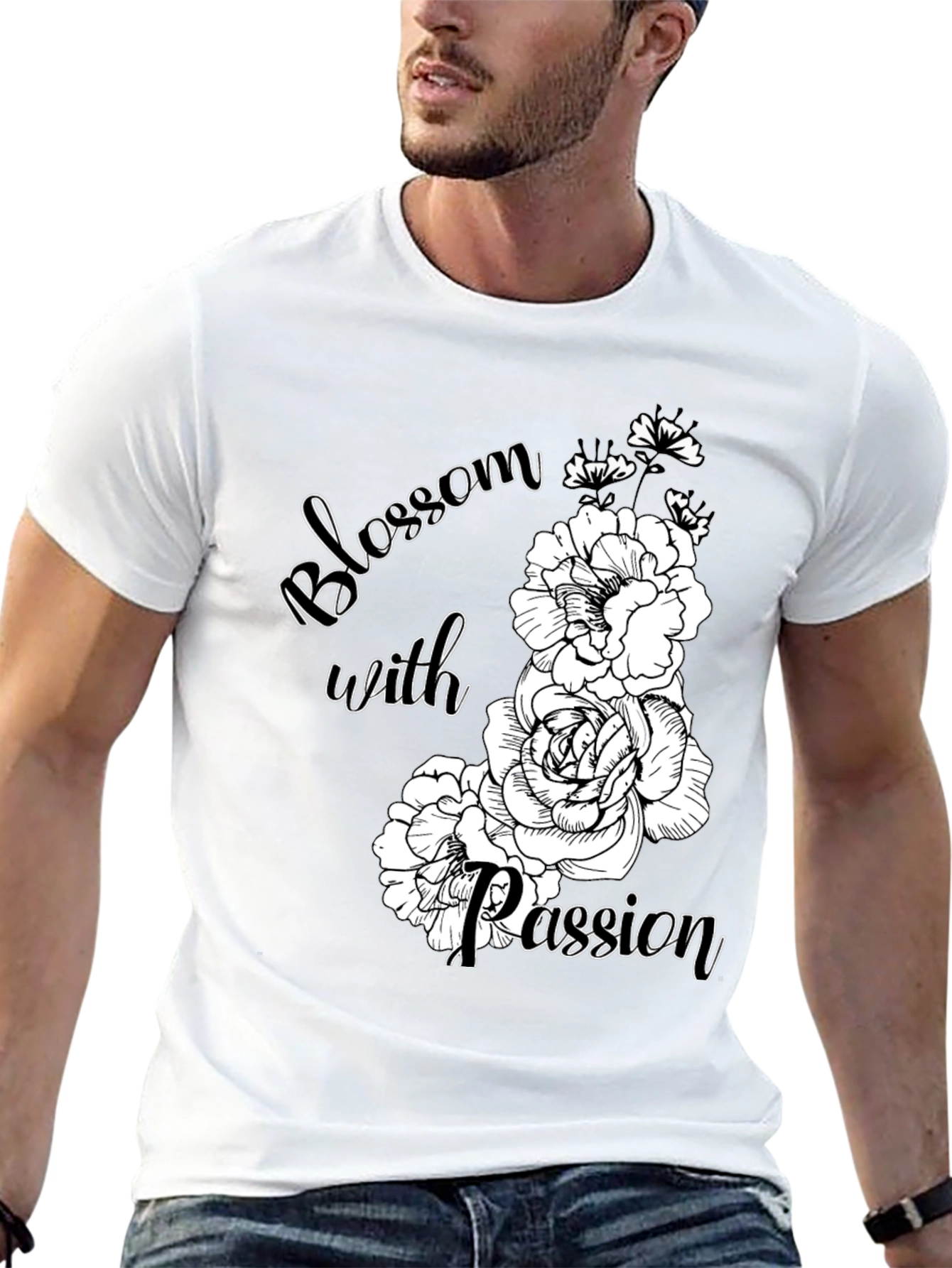 Blossom With Passion Black Graphic Tee