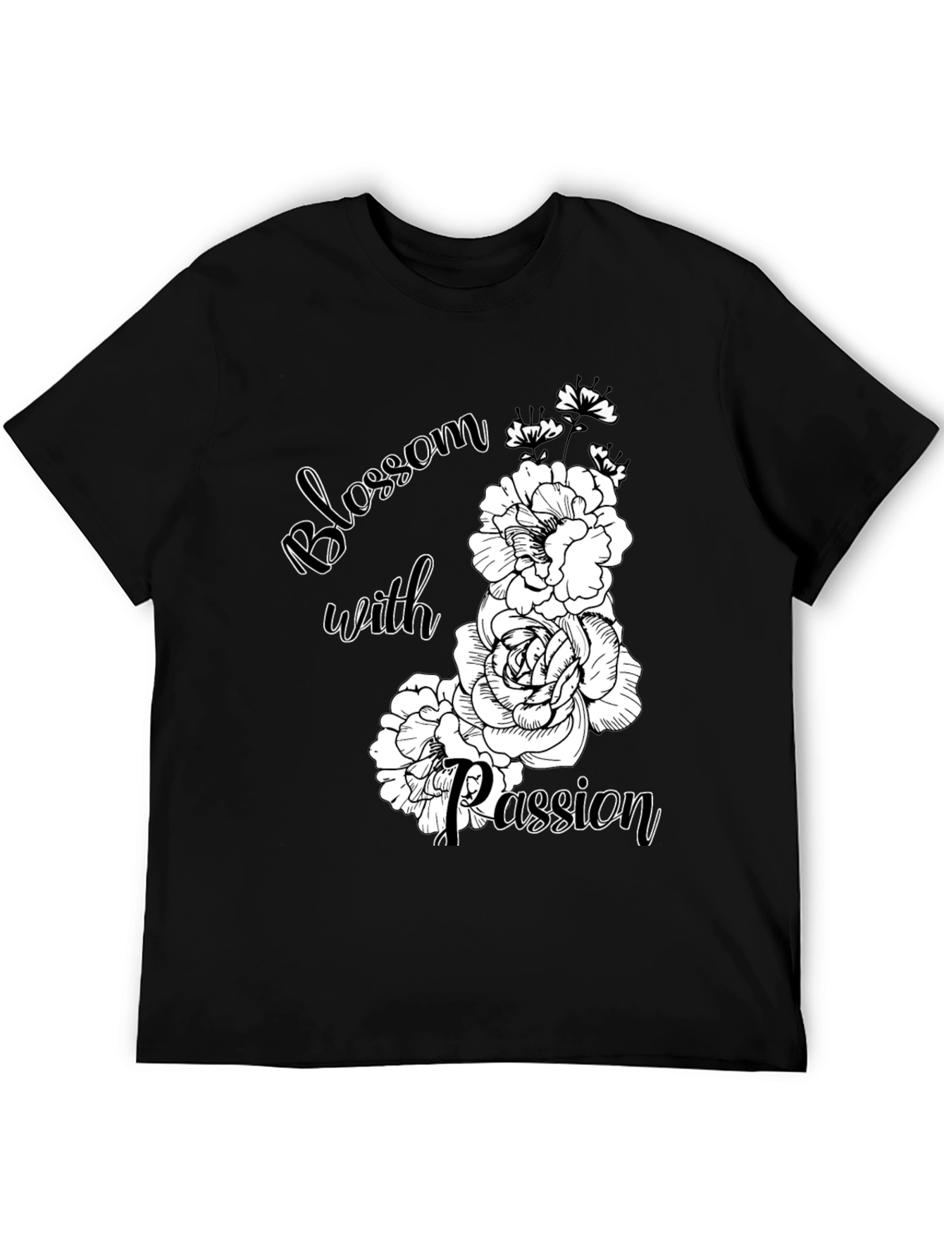 Blossom With Passion Black Graphic Tee