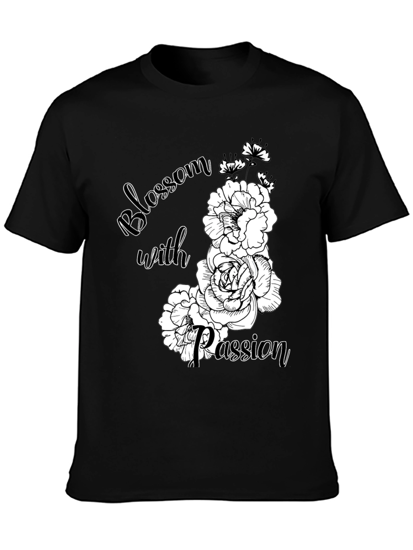Blossom With Passion Black Graphic Tee