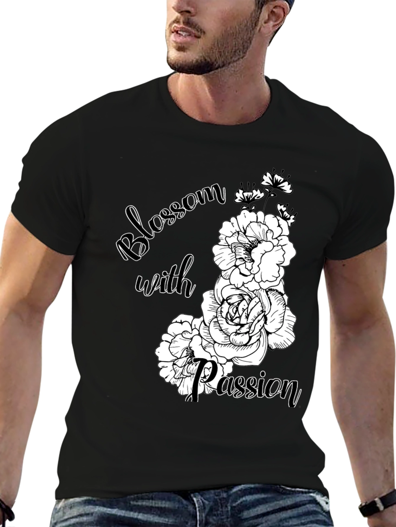 Blossom With Passion Black Graphic Tee