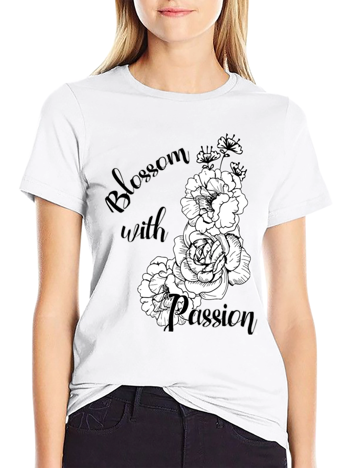 Blossom With Passion Black Graphic Tee