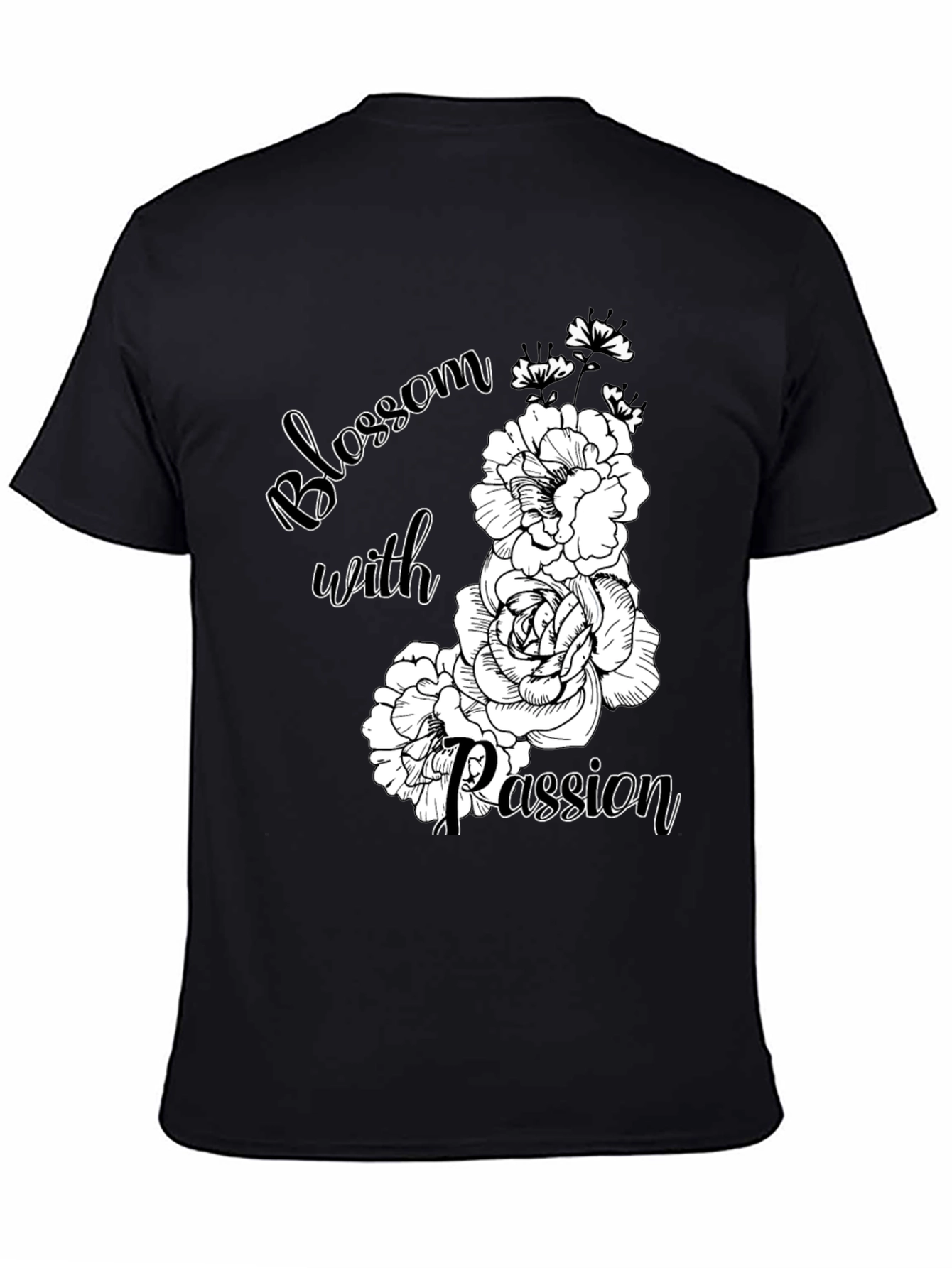 Blossom With Passion Black Graphic Tee