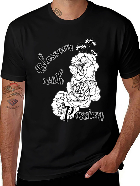 Blossom With Passion Black Graphic Tee