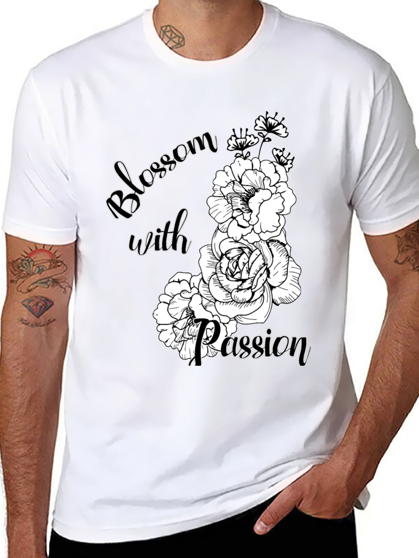 Blossom With Passion Black Graphic Tee