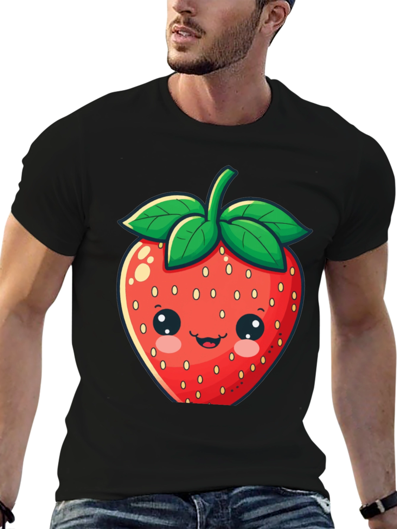 Cute Strawberry Graphic Tee - Unisex Black T-Shirt