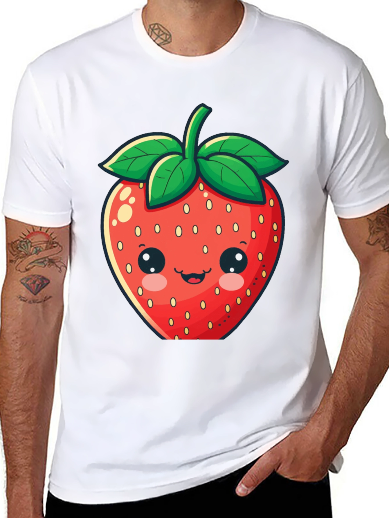 Cute Strawberry Graphic Tee - Unisex Black T-Shirt