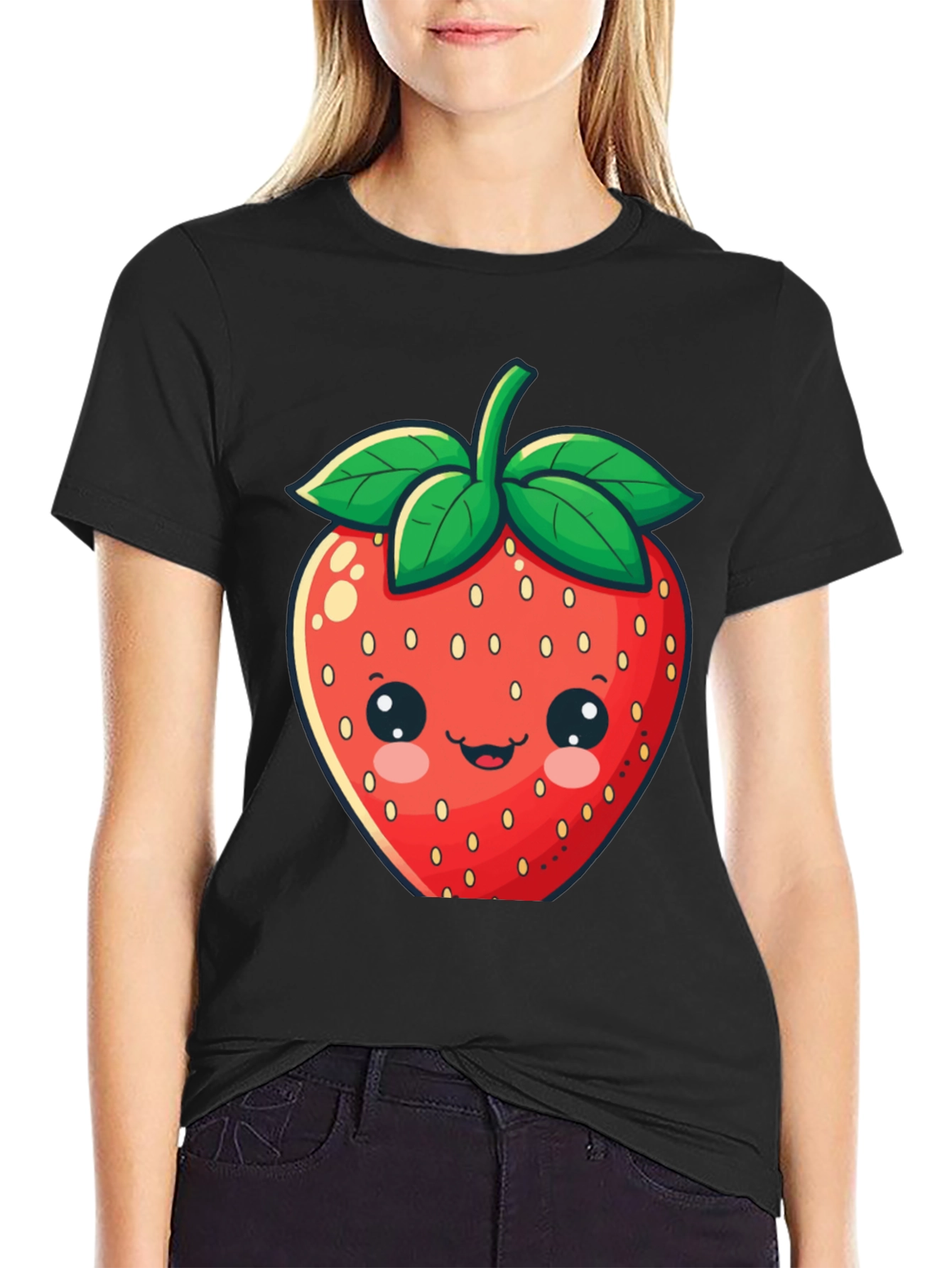 Cute Strawberry Graphic Tee - Unisex Black T-Shirt