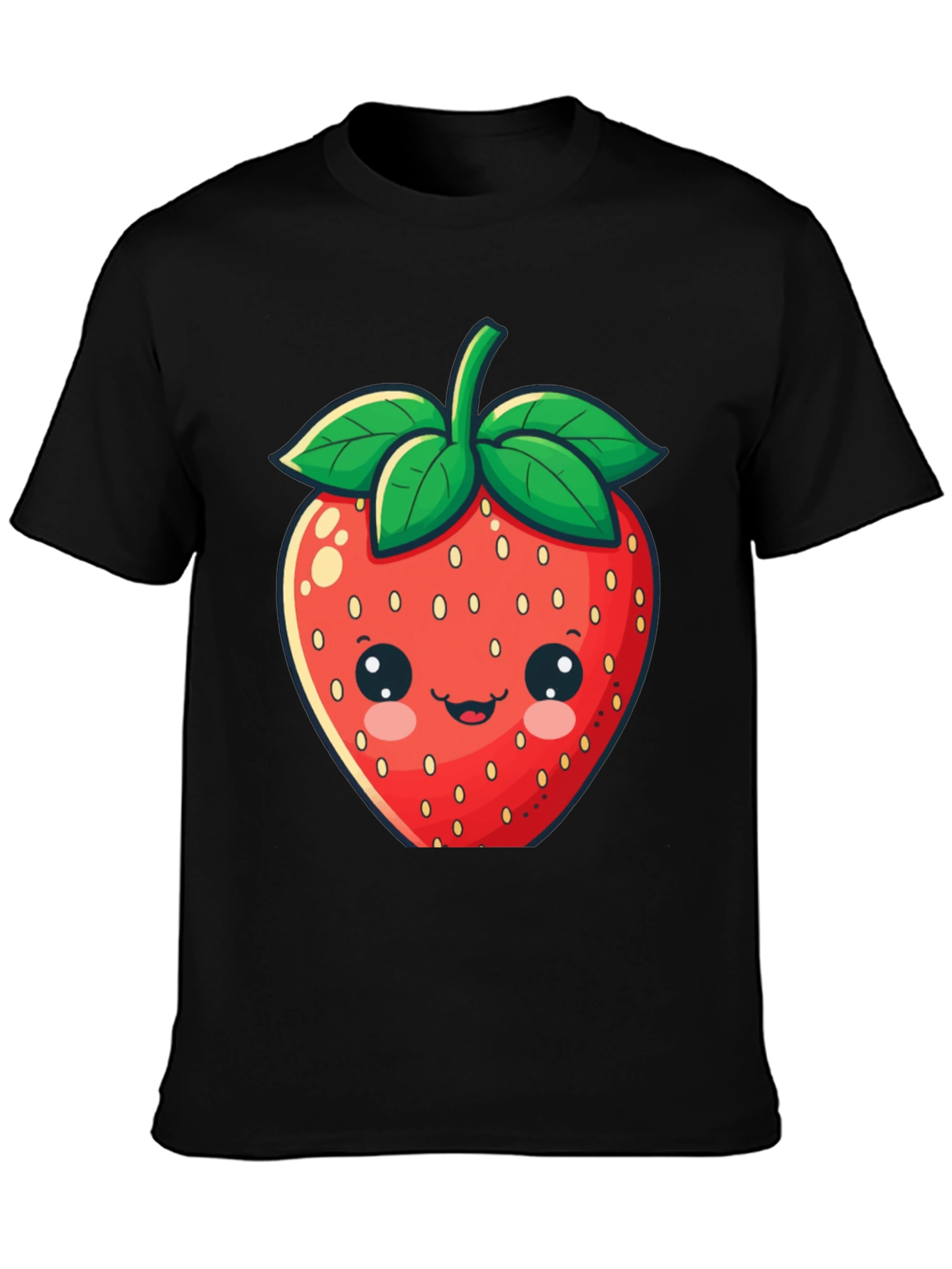Cute Strawberry Graphic Tee - Unisex Black T-Shirt