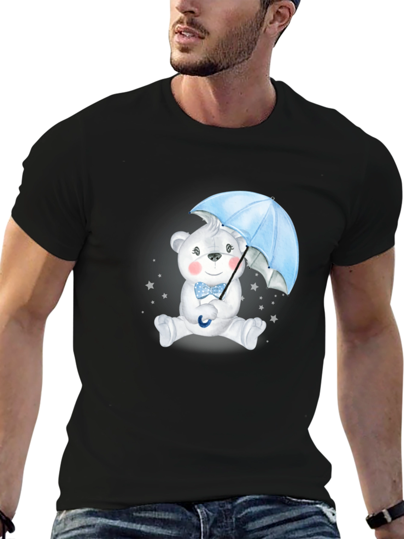 Cute Bear with Umbrella Graphic Tee