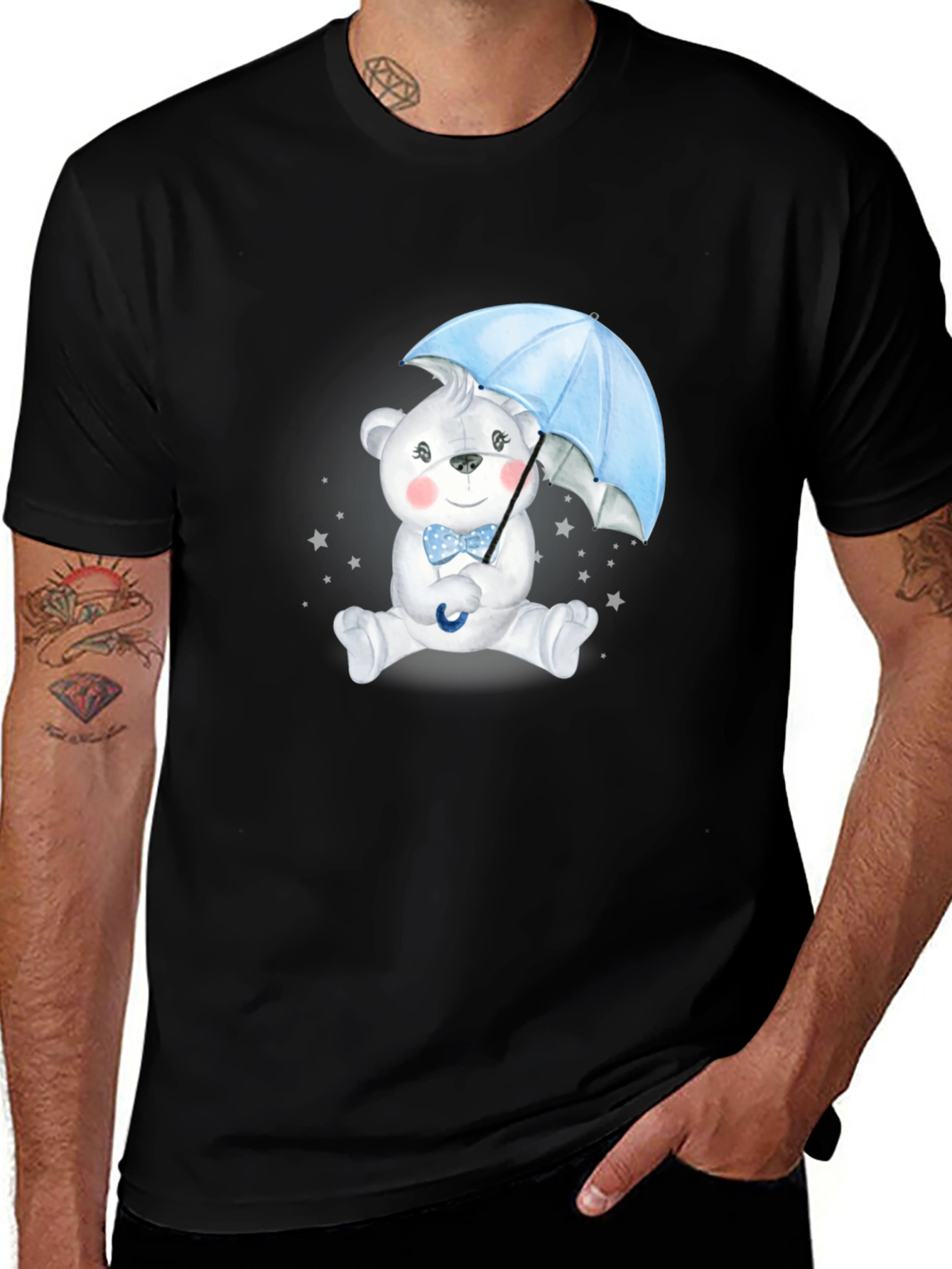 Cute Bear with Umbrella Graphic Tee