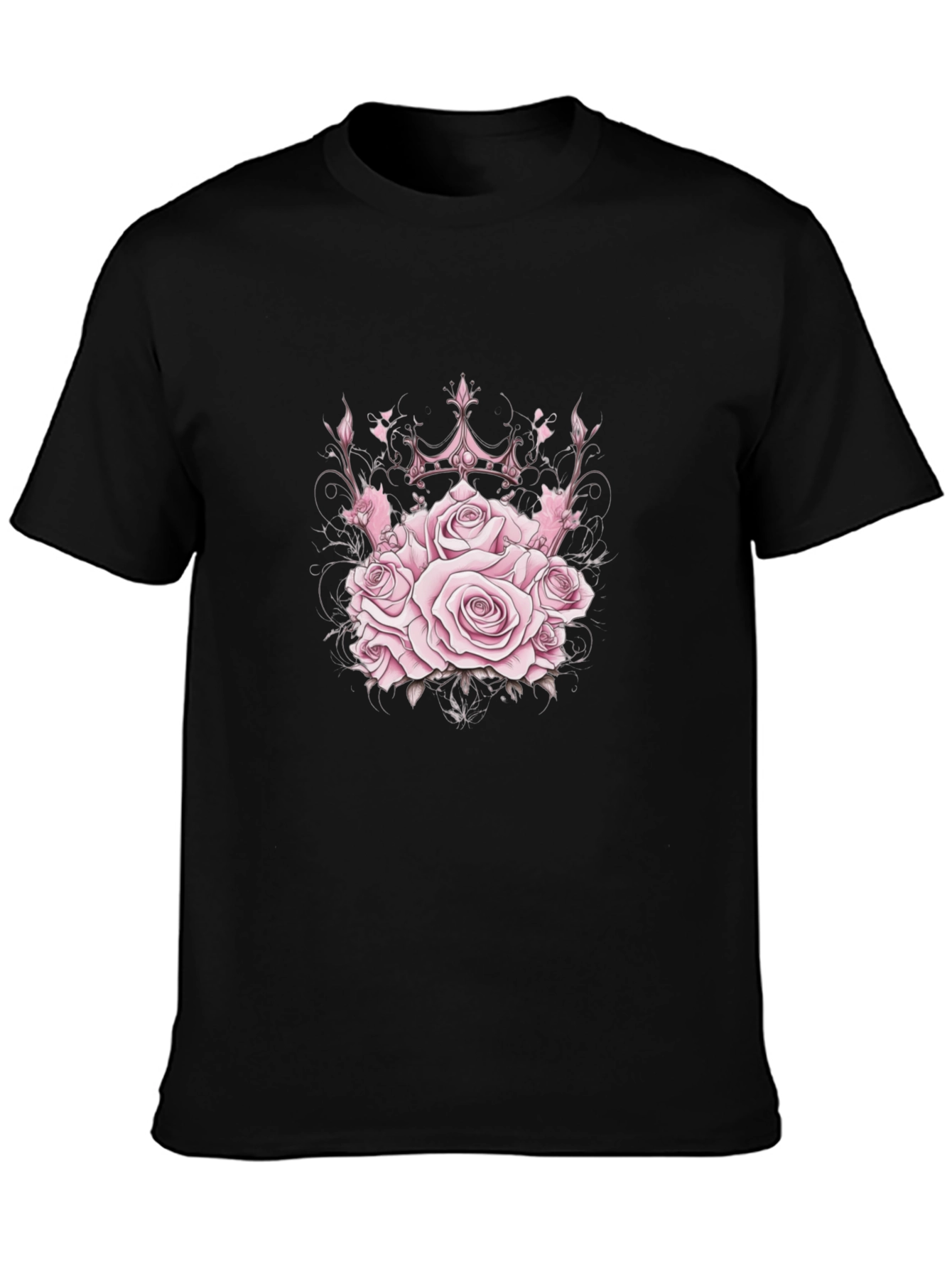 Roses Crown Black T-Shirt - Stylish Graphic Tee