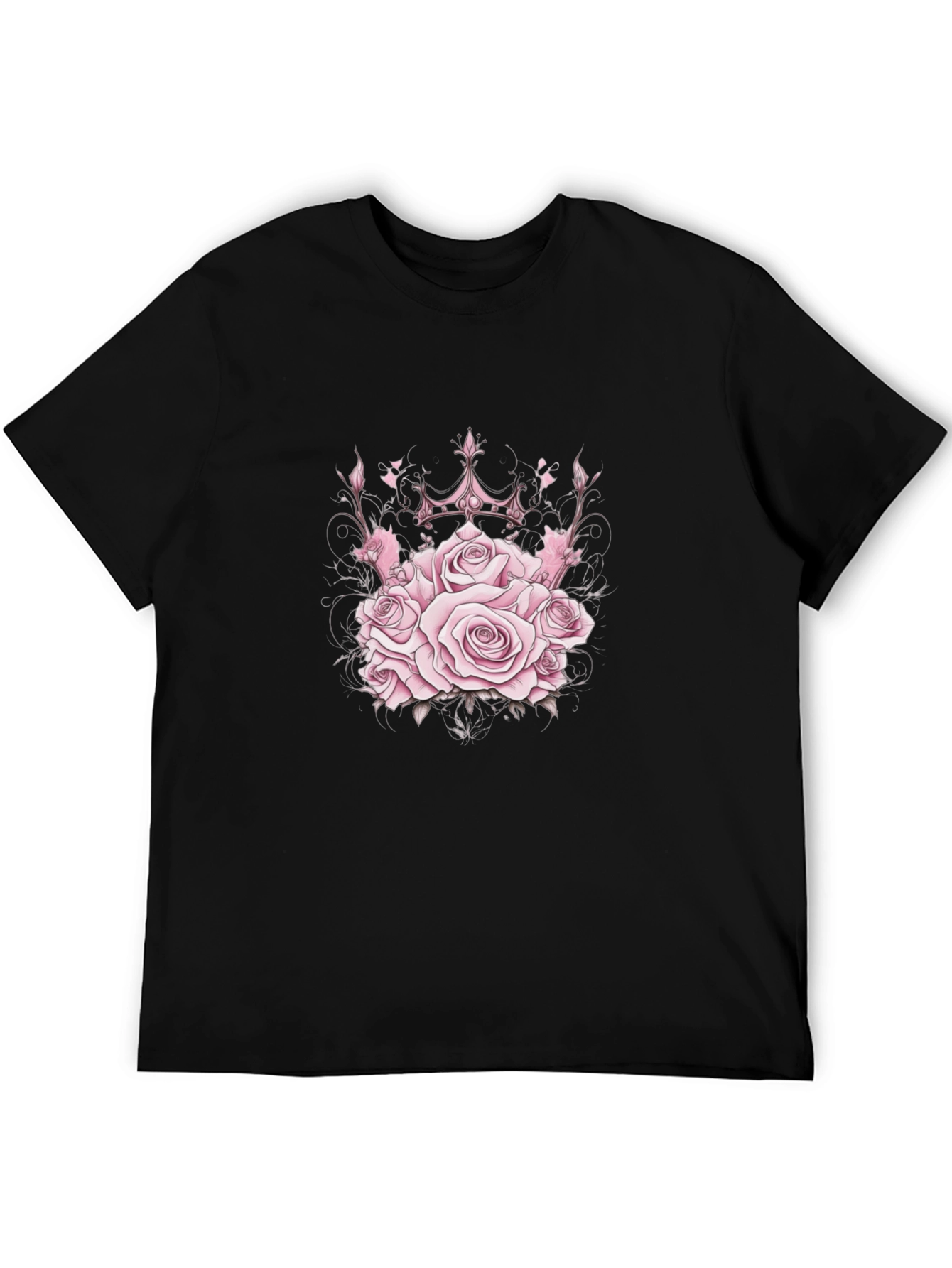Roses Crown Black T-Shirt - Stylish Graphic Tee