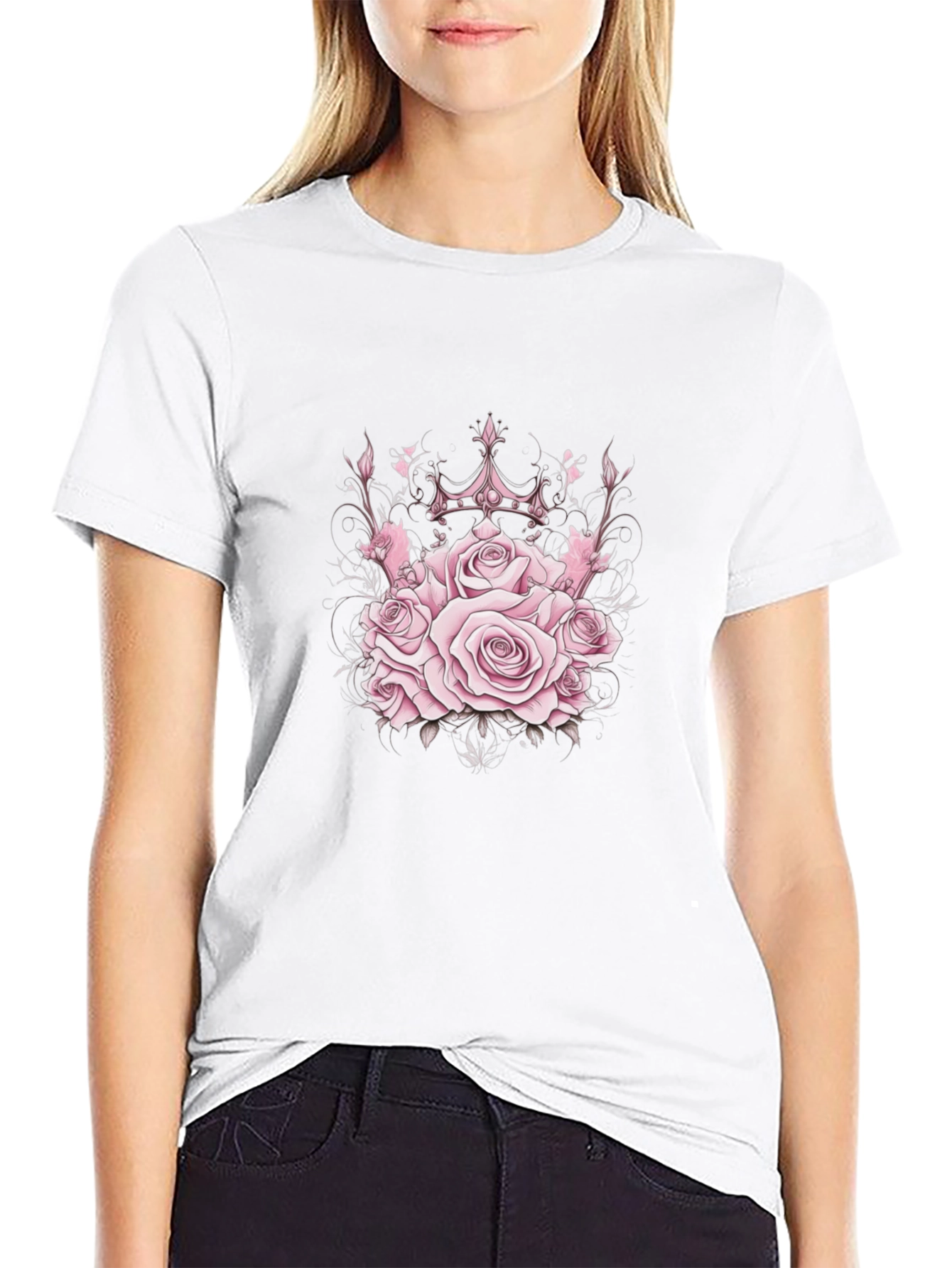 Roses Crown Black T-Shirt - Stylish Graphic Tee