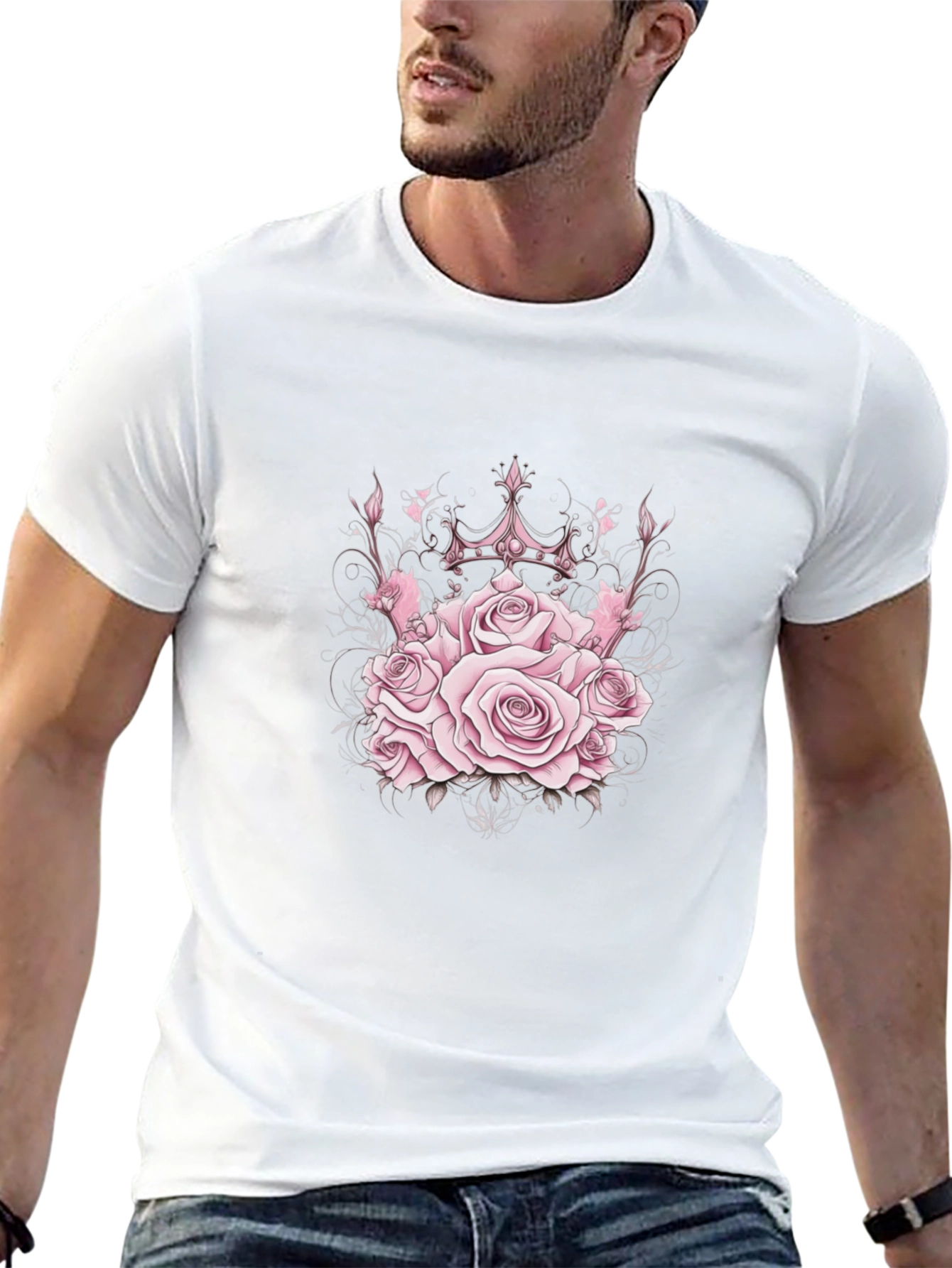 Roses Crown Black T-Shirt - Stylish Graphic Tee