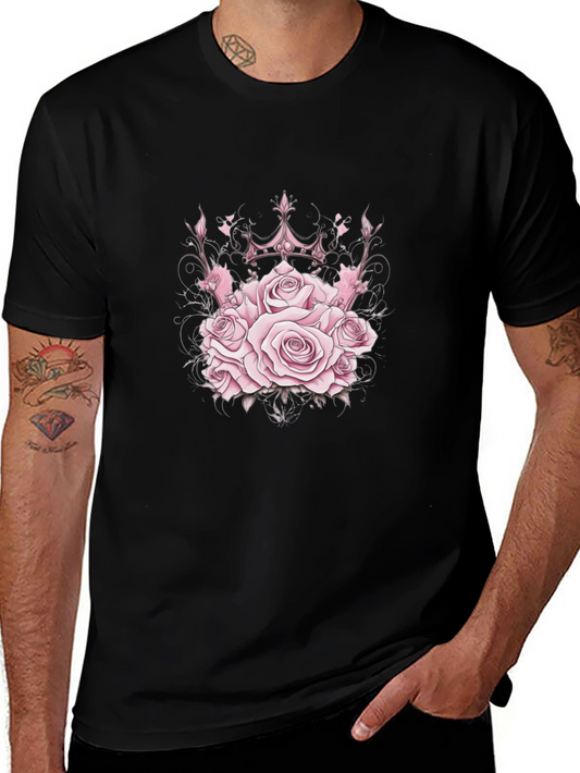 Roses Crown Black T-Shirt - Stylish Graphic Tee
