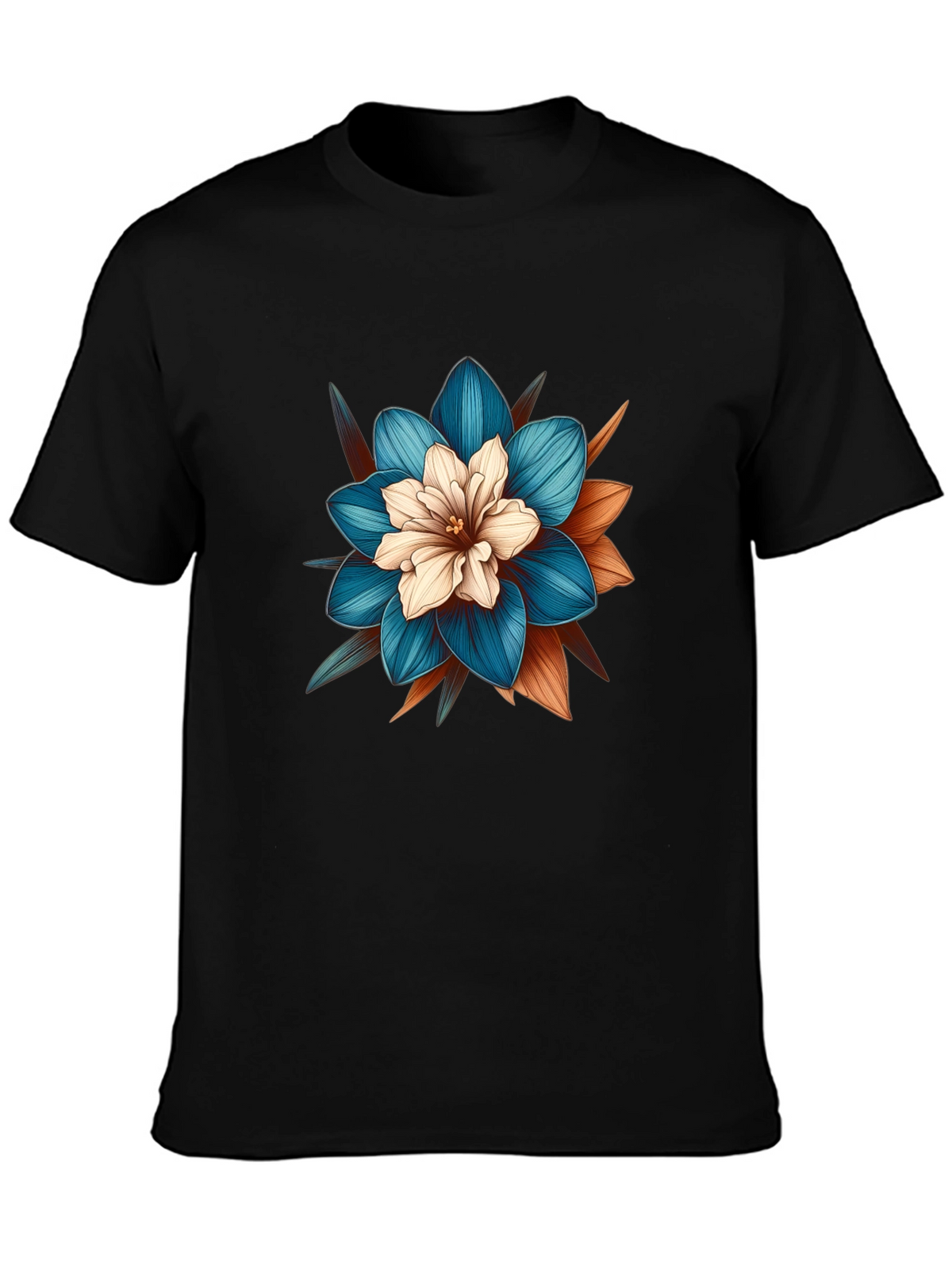 Floral Graphic Tee - Stylish Mens Black T-Shirt