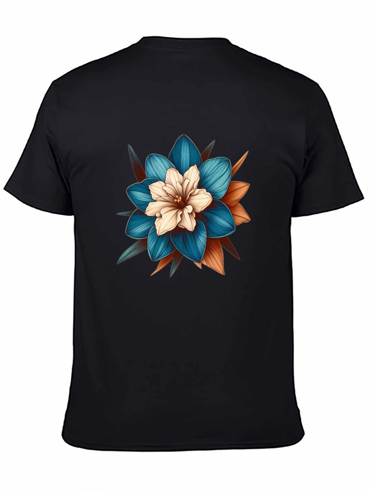 Floral Graphic Tee - Stylish Mens Black T-Shirt