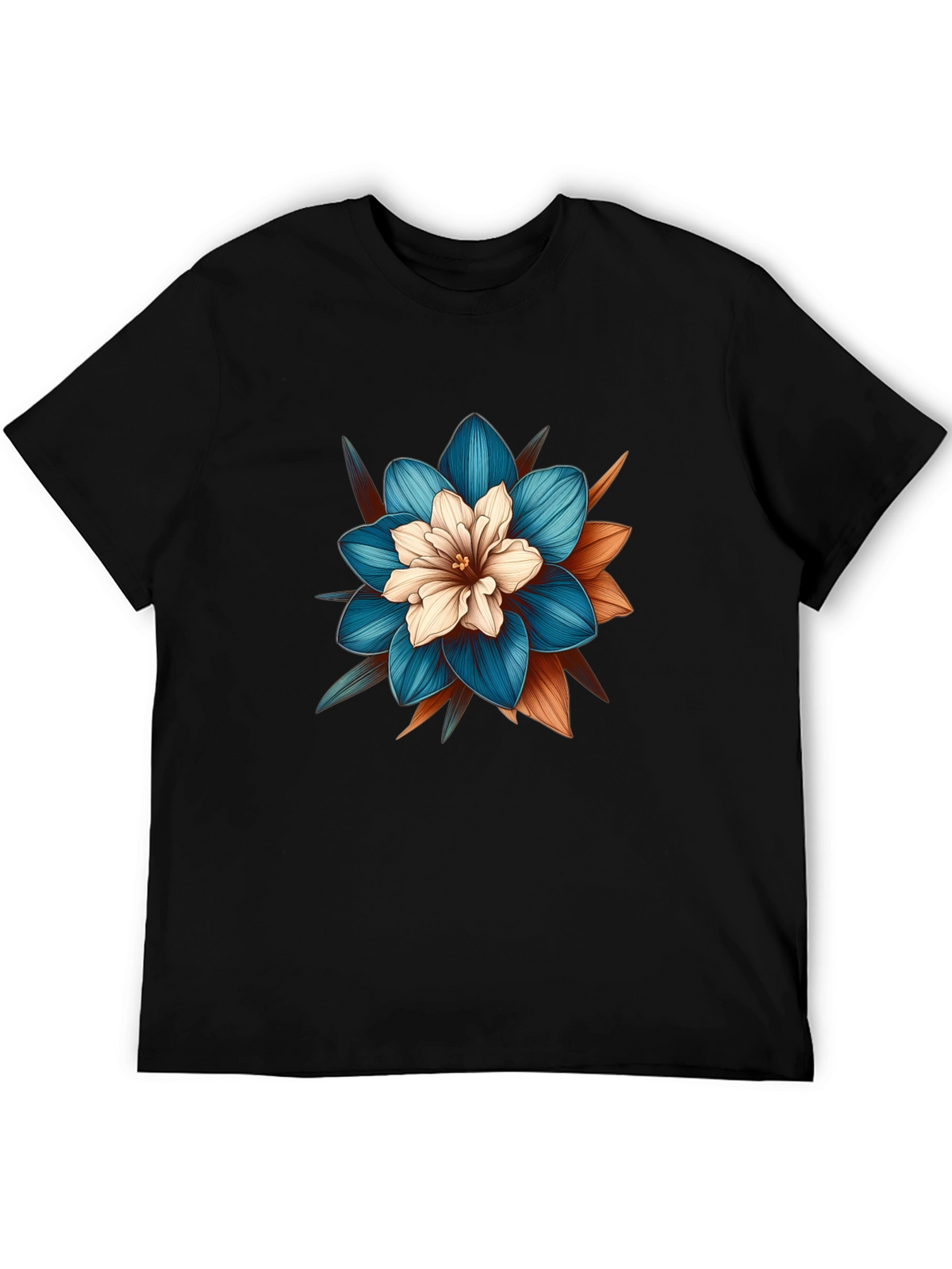 Floral Graphic Tee - Stylish Mens Black T-Shirt