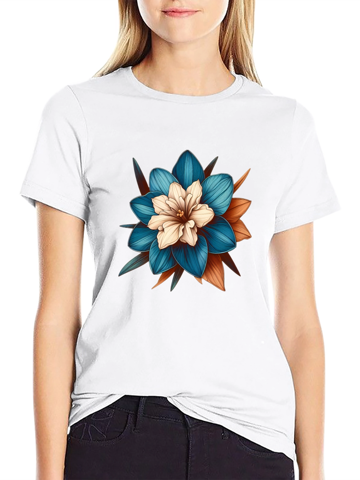Floral Graphic Tee - Stylish Mens Black T-Shirt