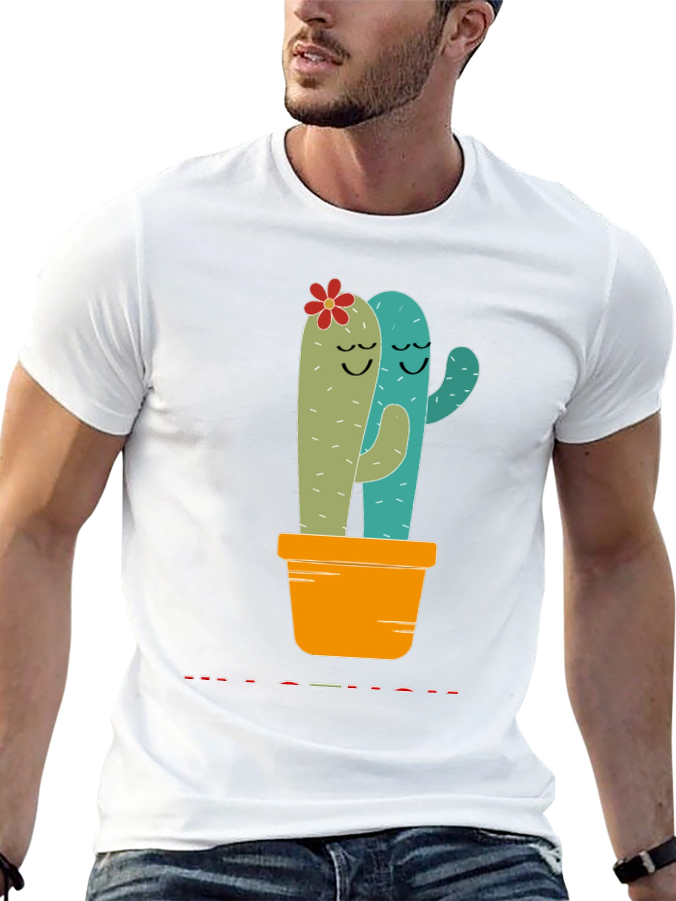 Cactus Couple T-Shirt - Hugging Succulents