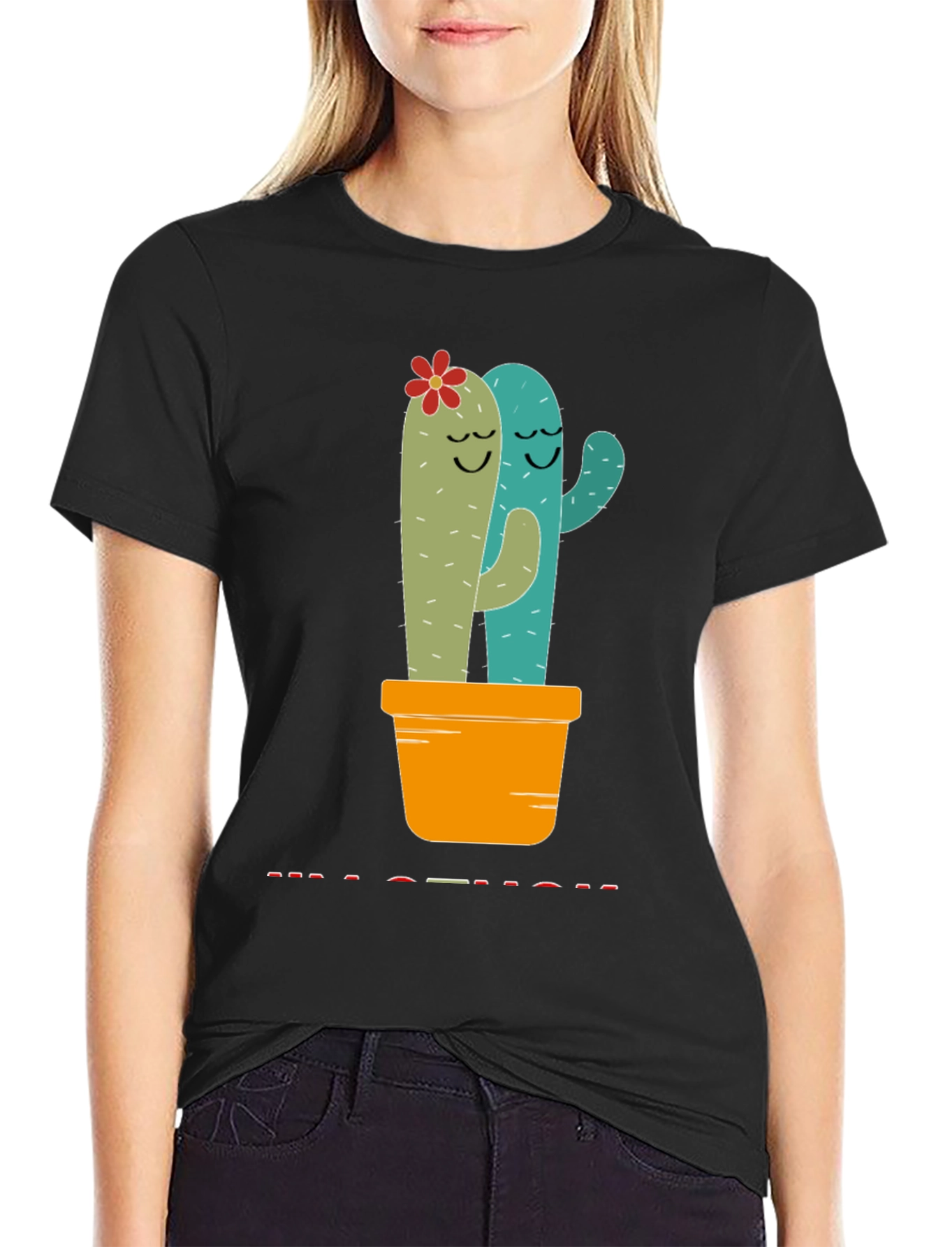Cactus Couple T-Shirt - Hugging Succulents