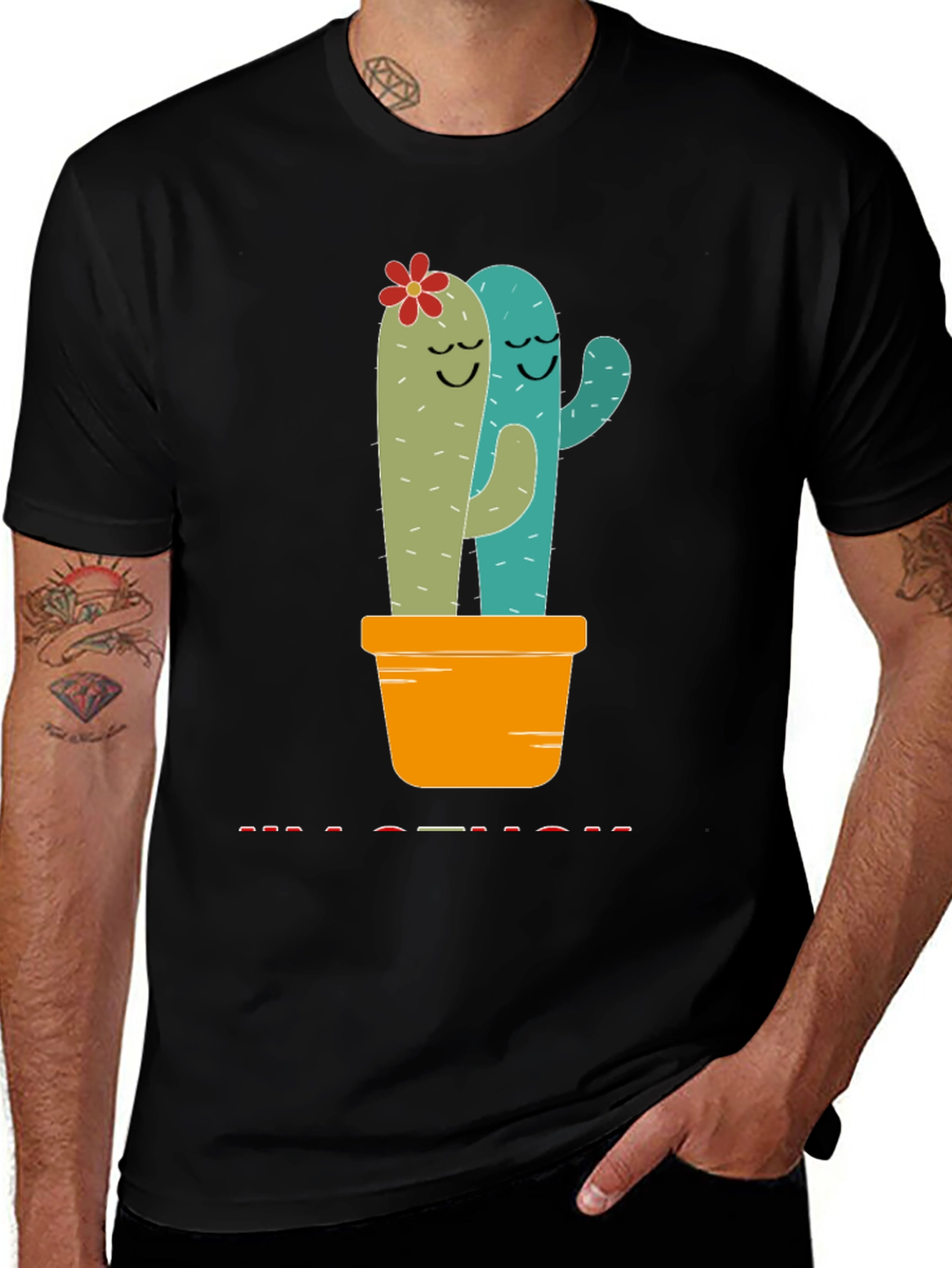 Cactus Couple T-Shirt - Hugging Succulents