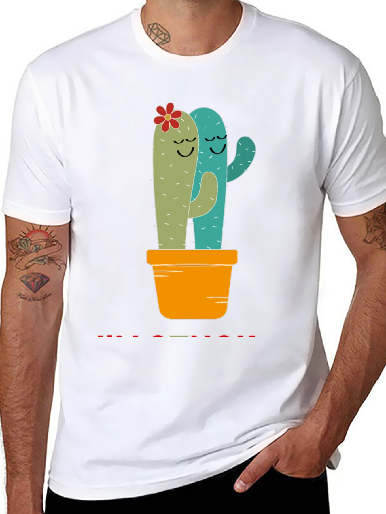 Cactus Couple T-Shirt - Hugging Succulents
