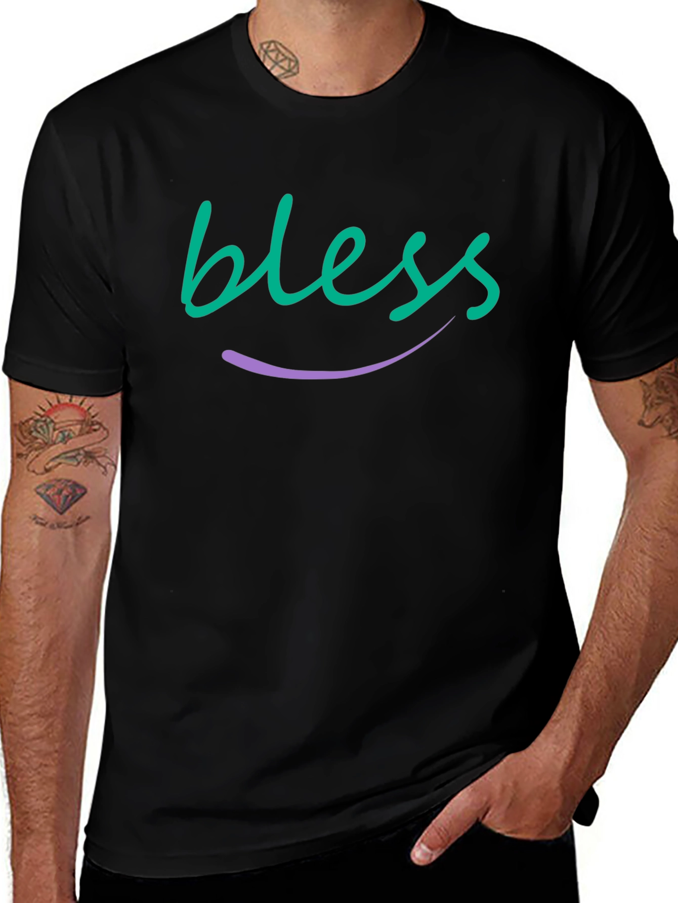 Blessed Graphic Tee - Soft Black Cotton Blend T-Shirt
