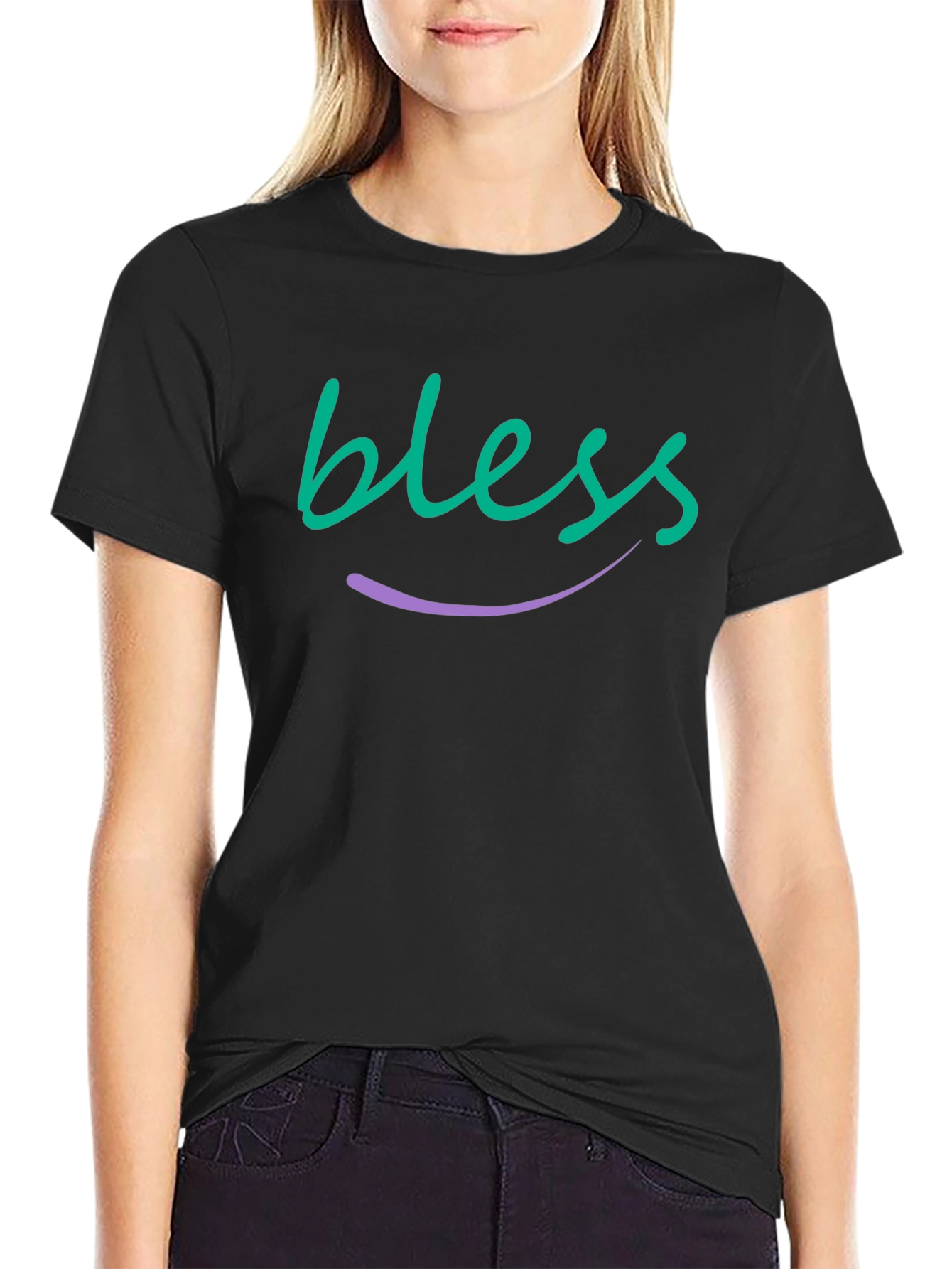 Blessed Graphic Tee - Soft Black Cotton Blend T-Shirt