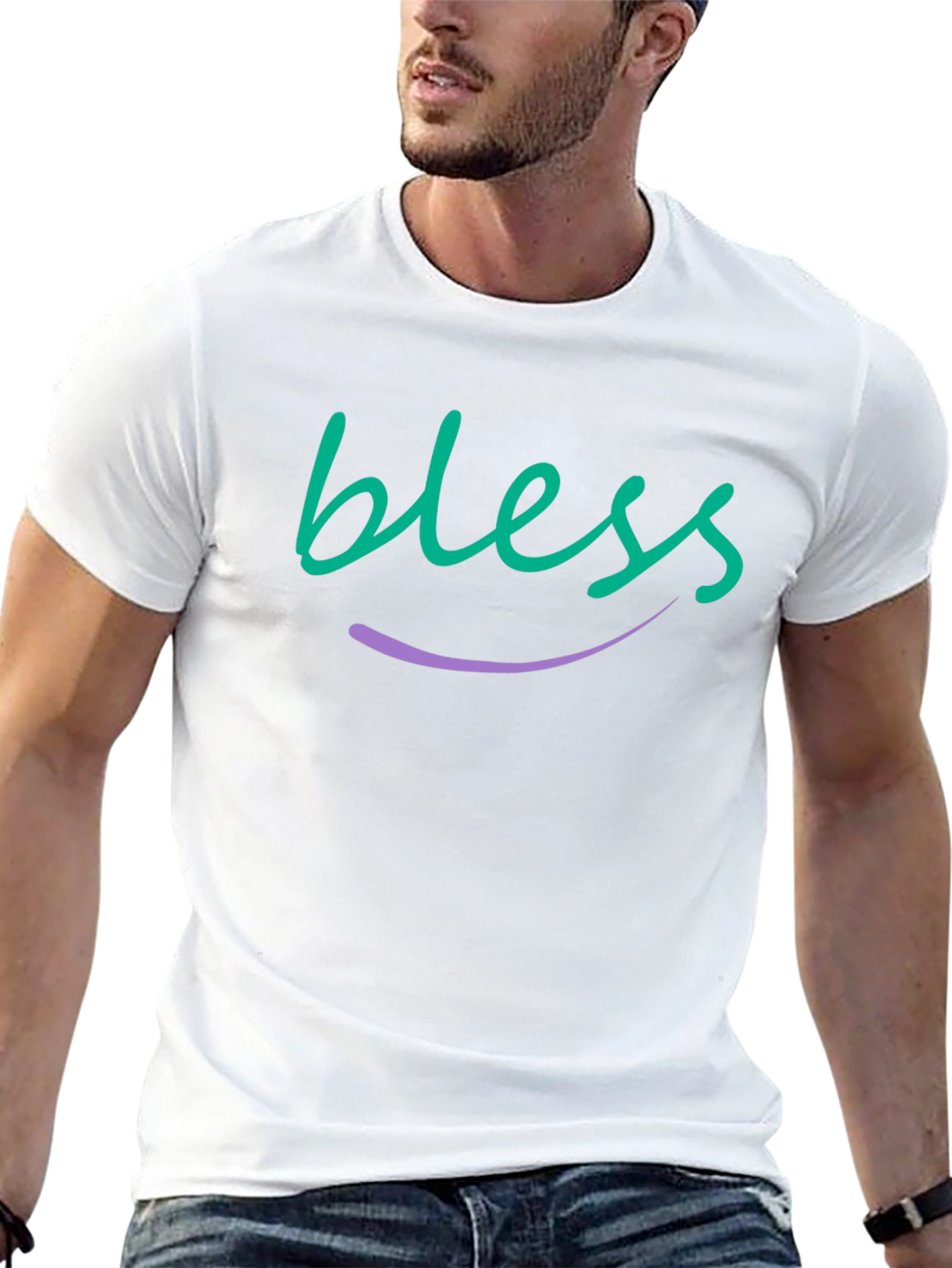 Blessed Graphic Tee - Soft Black Cotton Blend T-Shirt