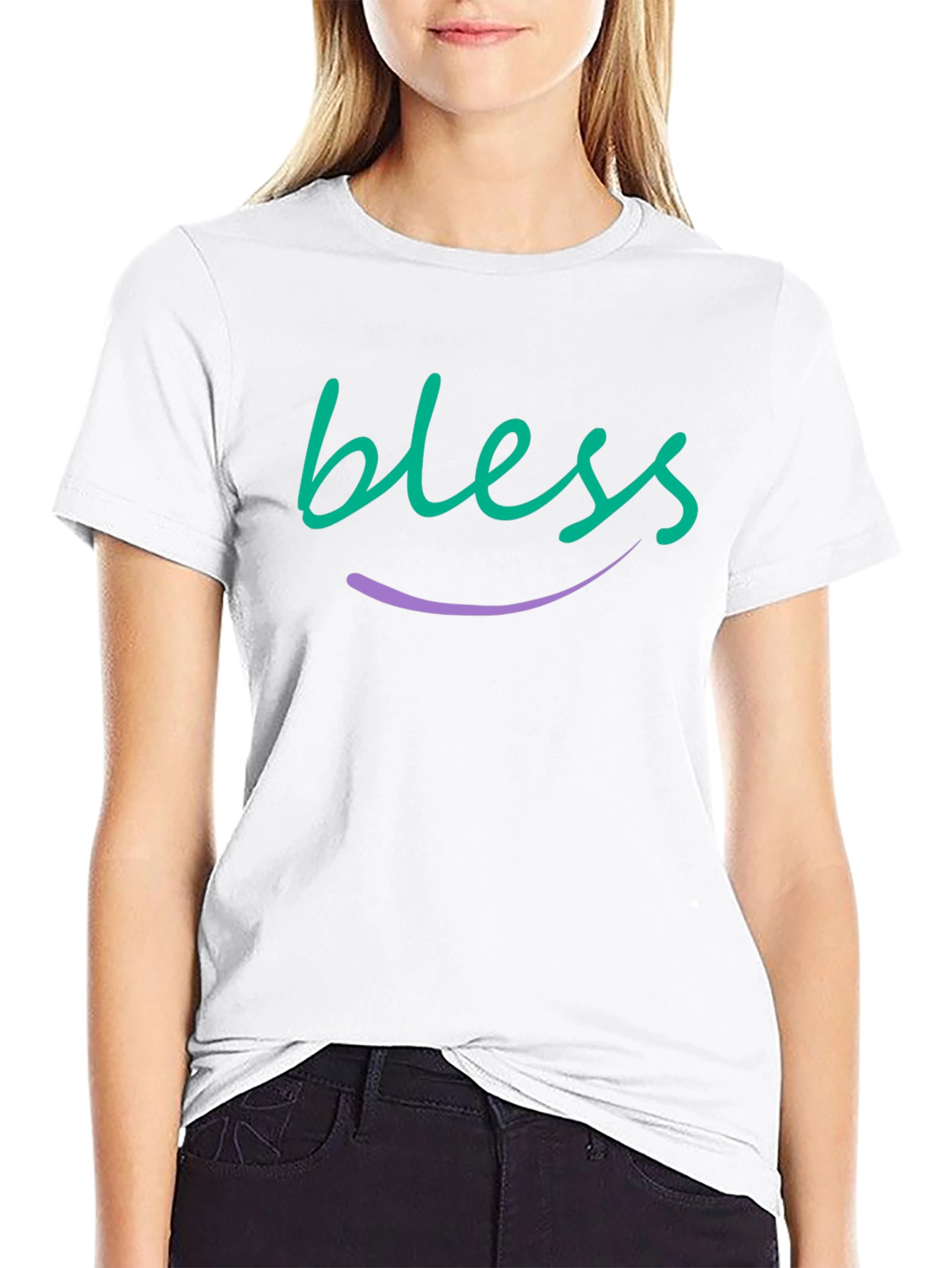 Blessed Graphic Tee - Soft Black Cotton Blend T-Shirt