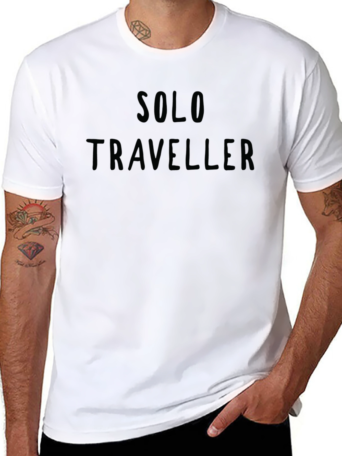 Solo Traveler Black Graphic T-Shirt