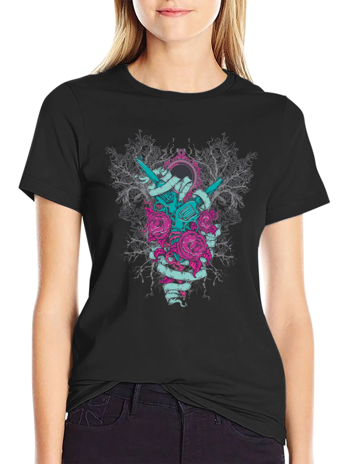 Revolver Rose Graphic Tee - Edgy Style