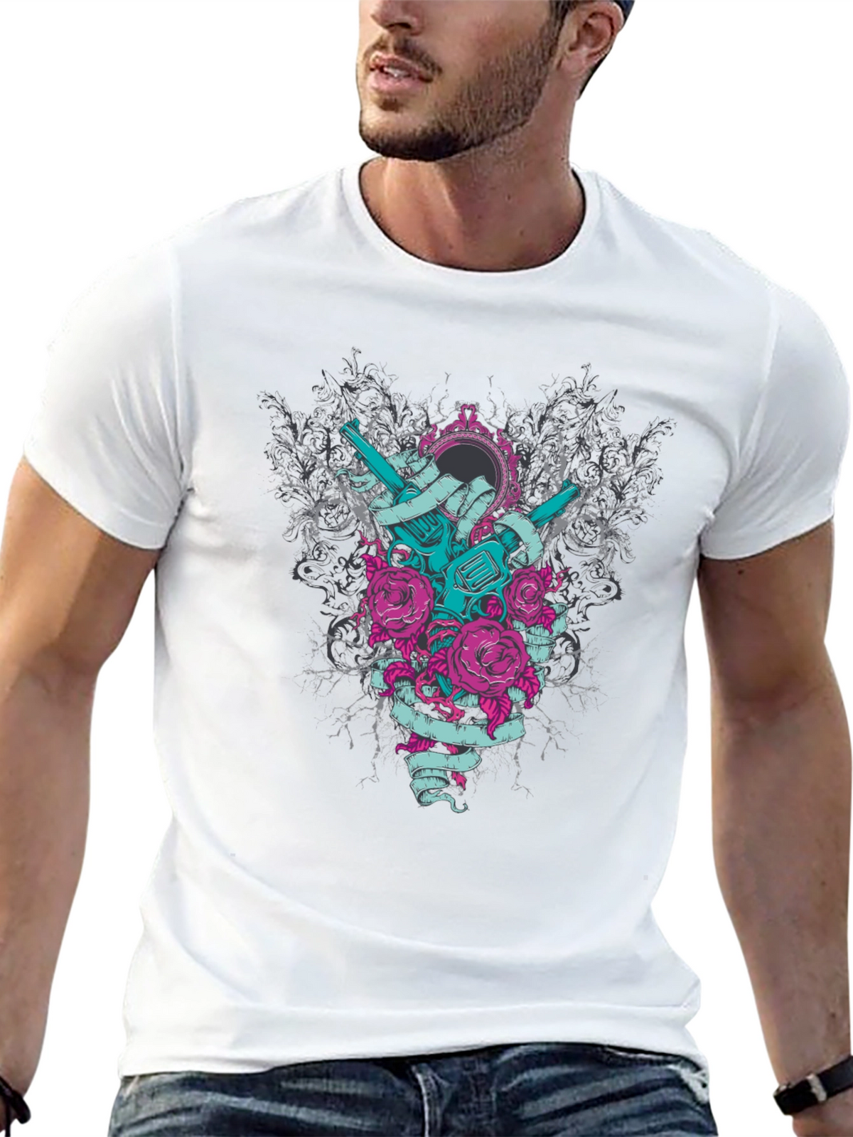 Revolver Rose Graphic Tee - Edgy Style