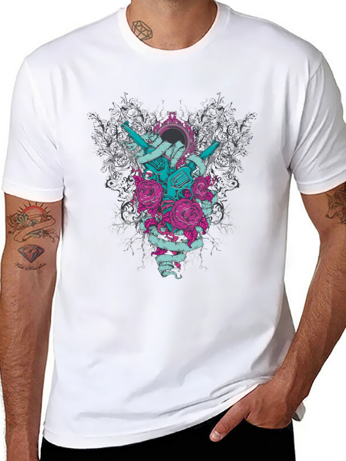 Revolver Rose Graphic Tee - Edgy Style