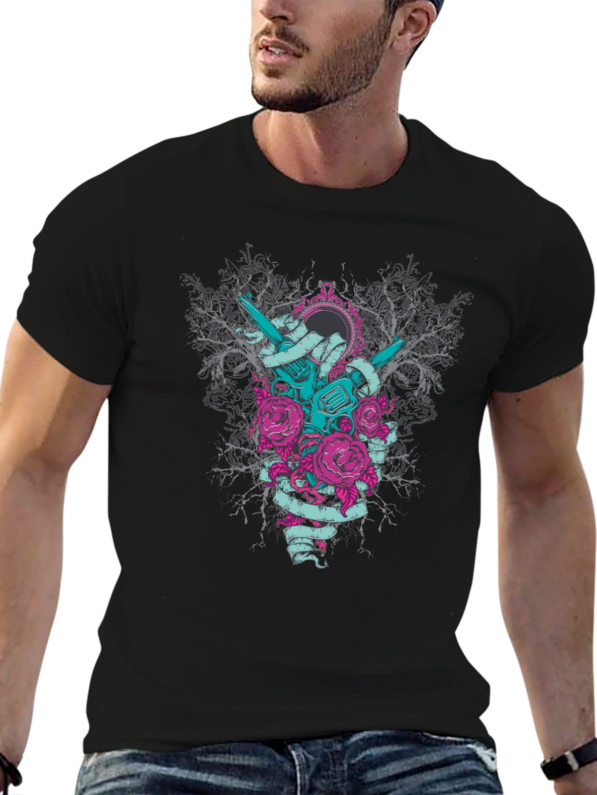 Revolver Rose Graphic Tee - Edgy Style