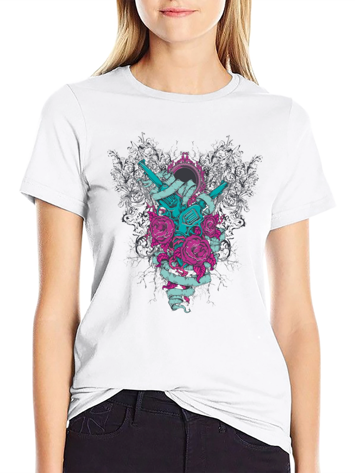 Revolver Rose Graphic Tee - Edgy Style