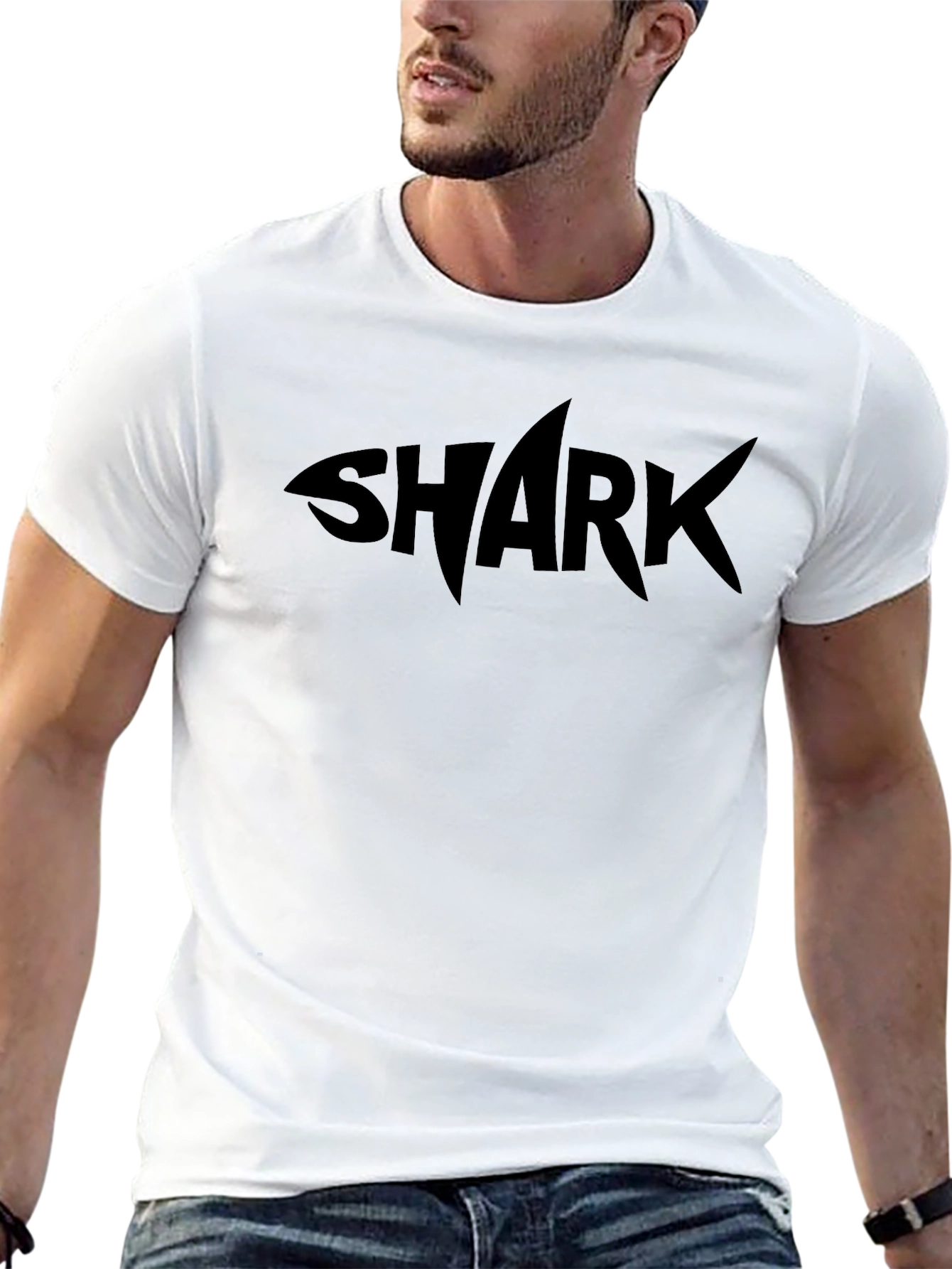 Shark Graphic Tee - Black Casual T-Shirt