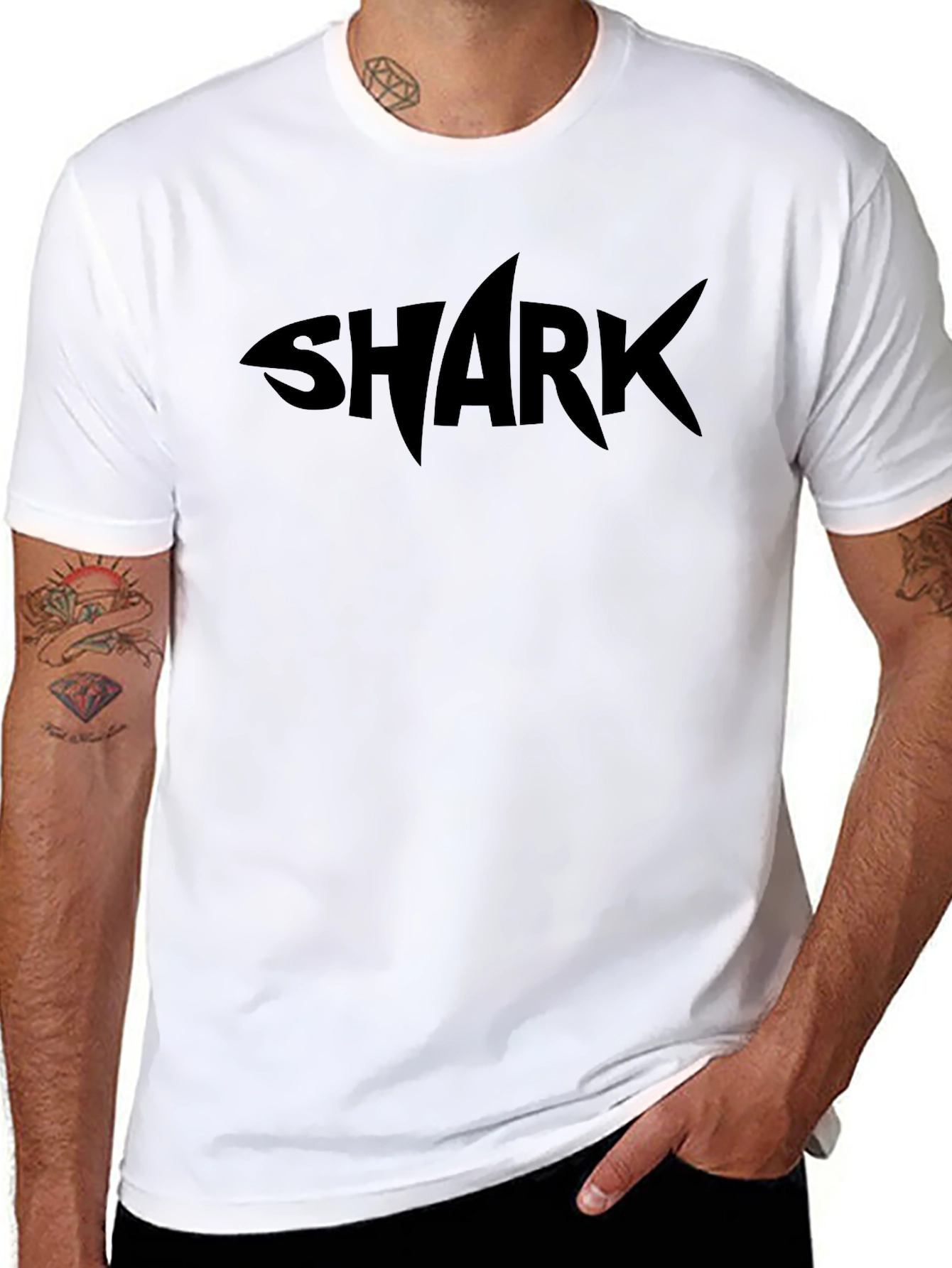 Shark Graphic Tee - Black Casual T-Shirt