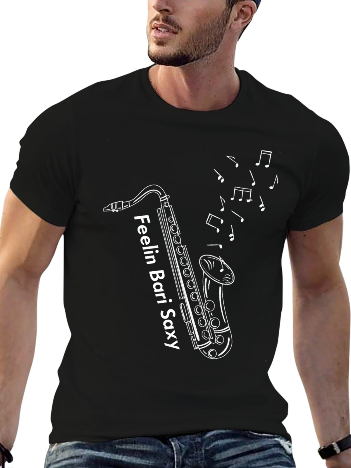 Feelin Bari Saxy Black Graphic Tee