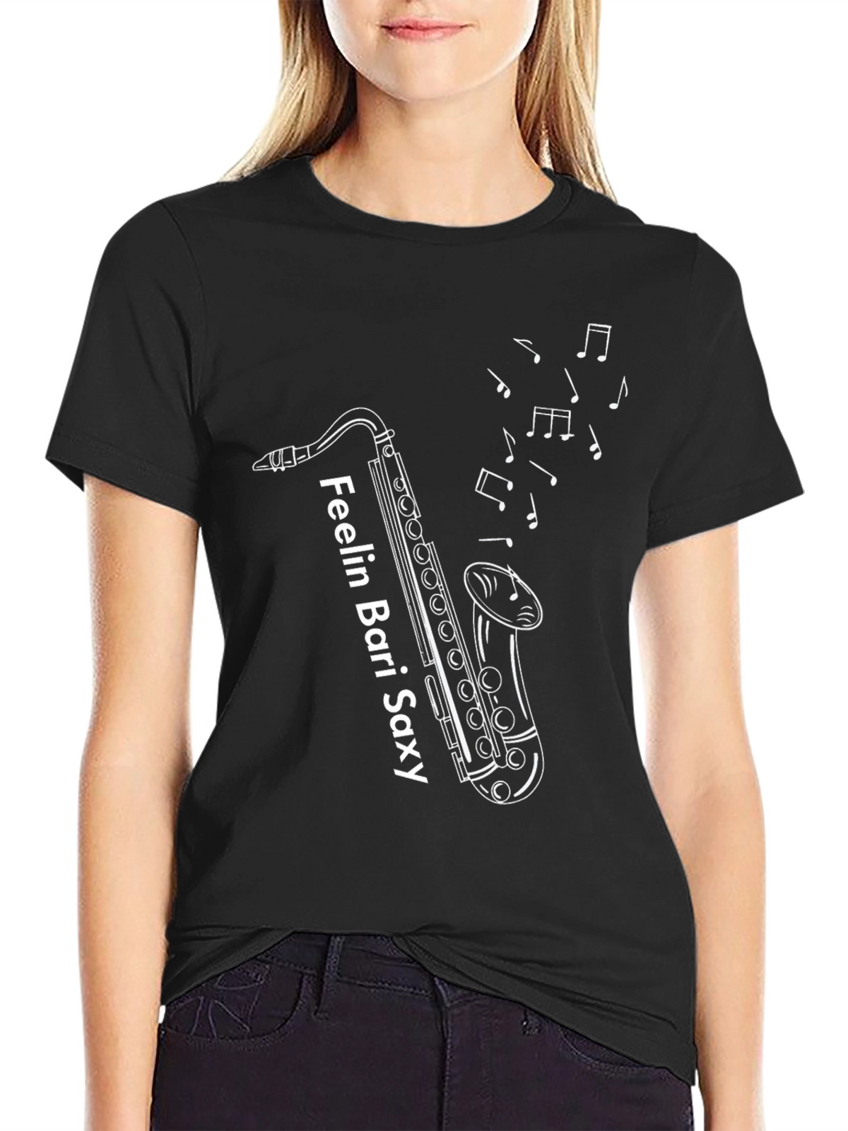 Feelin Bari Saxy Black Graphic Tee