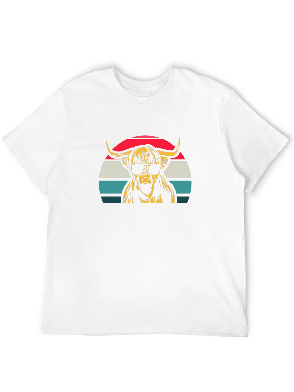 Highland Cow Retro T-Shirt - Sunglasses Graphic Tee