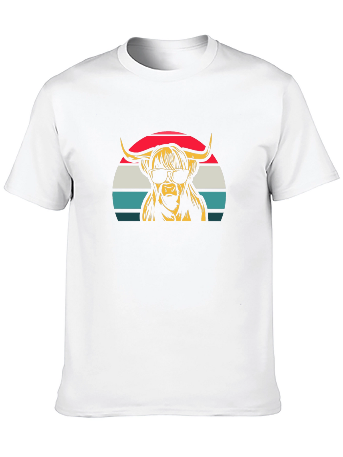 Highland Cow Retro T-Shirt - Sunglasses Graphic Tee