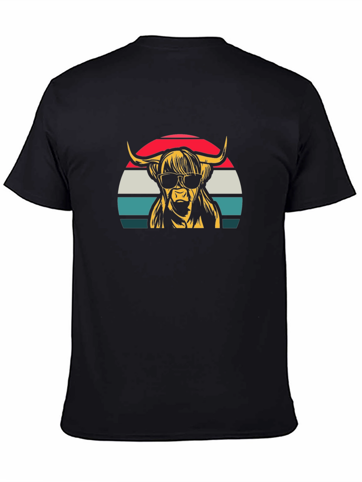 Highland Cow Retro T-Shirt - Sunglasses Graphic Tee
