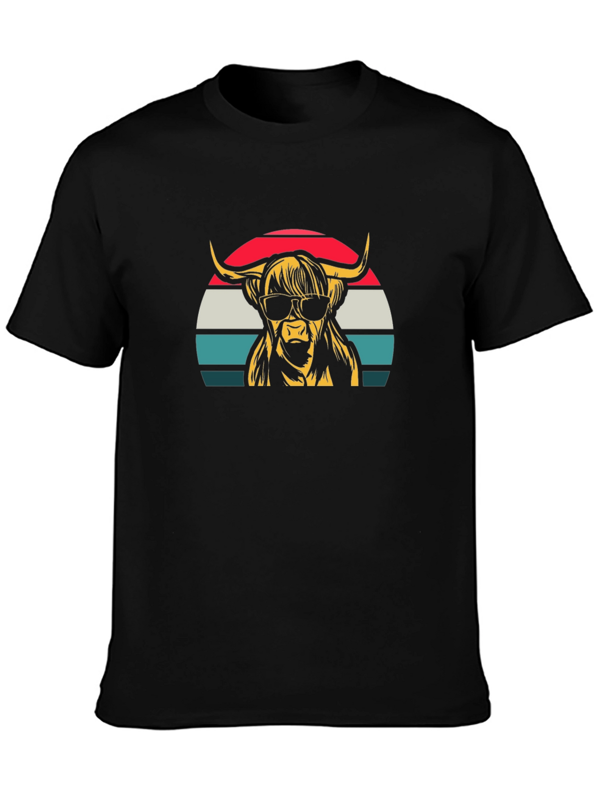 Highland Cow Retro T-Shirt - Sunglasses Graphic Tee